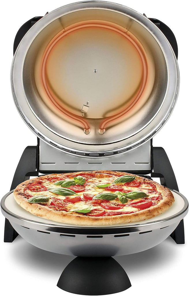 G3 Ferrari G10006 Pizza Express Delizia, 1200 W Pizza Oven, Adjustable Thermostat up to 400°C, Cooks Tasty Pizza in 5 Minutes, Double Resistance, Recipe Book and Spatulas Included - Black