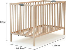 Load image into Gallery viewer, WEBABY - Lit bébé pliant 60x120cm Blanc | Bois massif | Dès la naissance |Confort de sommeil | Sommier à lattes | Compact | Transportable | Pliable |Gain de place | Lit de voyage