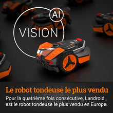 Load image into Gallery viewer, WORX LANDROID Vision WR206E.1, Robot Tondeuse sans Fil périphérique 600 m² Surf.Max 700 m², Installation en 30 Min, Caméra 4K + IA Adaptative, évite Tous Les Obstacles, Coupe des Bordures, Multizone