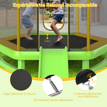 Load image into Gallery viewer, Trampoline Extérieur Ø 223cm avec Toboggan&amp;Echelle avec Filet de Sécurité 2 Portes en U Charge 270kg pour 2-3 Enfants de 3 Ans+ Bleu/Vert