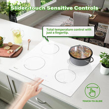 Load image into Gallery viewer, GIONIEN Plaque à Induction 4 Foyers 60cm Blanc,16Amp Plaque à Induction Encastrable,Table de cuisson électrique intégrée avec zone de pont, Table de cuisson,2800W