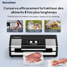 Load image into Gallery viewer, FRESKO Automatic Vacuum Sealer Machine, 140 Watts, Hands-Free Vacuum Machine, Dry/Wet Detection, 2 Roll Bag, Built-in Cutter and Bag Storage (AutoMax V8)