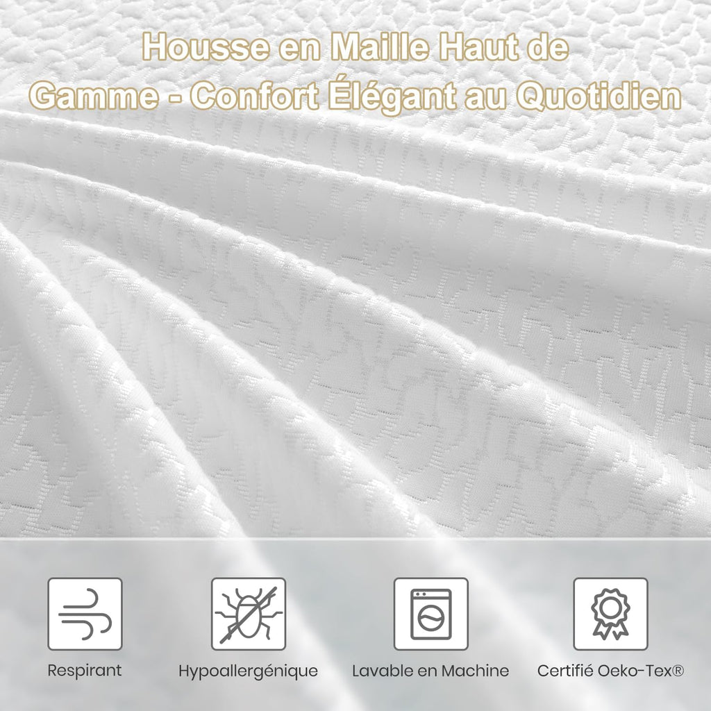 BedStory [Nouvelle Technologie] Surmatelas 160 x 200 à Mémoire de Forme de 7.5CM, Surmatelas de Haute Densité avec Gel Plus Respirant, Housse Amoivible et Lavable