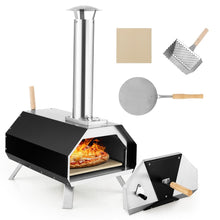 Load image into Gallery viewer, Four  Pizza Extrieur en Acier Inoxydable avec Pierre  Pizza de 30,5cm Four  Bois pour Pizza avec Pelle Pare-feu Pieds Pliables -