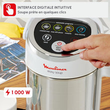 Load image into Gallery viewer, Moulinex Blender chauffant, Mixeur soupe, Puissance 1000 W, Capacité 1,2 L, 5 programmes automatiques, Double paroi, Maintien au chaud 40 min, Livret recettes, Easy Soup, Inox LM841B10