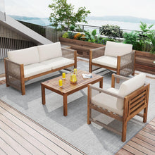 Load image into Gallery viewer, Zepneiy Salon de Jardin, Salon de Jardin 4 Personnes, avec canapé, Table Basse et Coussins, Housse en Tissu déhoussable et Lavable, Noir (Coussins d'assise Inclus)