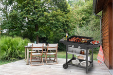 Load image into Gallery viewer, Campingaz Plancha EXB Plus, plancha au gaz sur chariot, grill gastronomique avec plaque en acier émaillé et 2 brûleurs, puissance 7500 W, pour des grillades méditerranéennes, Noir
