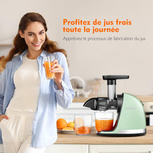 Load image into Gallery viewer, AMZCHEF Extracteur Jus - Extracteur de Jus de Fruits et Légumes - Presses-agrumes à Froid sans BPA avec 2 Tasses et Brosse - Fonction de Mastication Inversée pour Éviter les Blocages - Argent