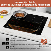 Load image into Gallery viewer, Gudsunal Plaque induction 4 feux, Table de Cuisson Encastrable,7200W, 9 niveaux de chauffage,Boost, Minuterie, Arrêt automatique, Verrouillage de sécurité enfant