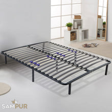 Load image into Gallery viewer, SAMPUR - Essential bed base 140 x 200 cm | Durable and comfortable | Feet included | Adjustable slats | Epoxy lacquered metal frame | Quick and easy assembly