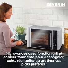 Load image into Gallery viewer, SEVERIN Four à micro-ondes 30 L, 2 500 W, avec fonction gril et chaleur tournante, avec 5 niveaux de puissance, 10 programmes automatiques, Inox/Noir, MW 7775