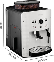 Load image into Gallery viewer, Krups Machine à café grain, 1,7 L, 2 tasses en simultané, Nettoyage automatique, Buse vapeur pour Cappuccino, Cafetière espresso, Essential noire YY8125FD, Noir