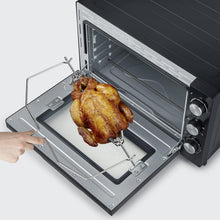 Load image into Gallery viewer, SEVERIN Mini-Four à chaleur tournante 42 L avec pierre à pizza et tournebroche, Four posable 1 800 W design élégant, électrique avec minuteur 120 min, Noir/Inox, TO 2058