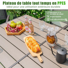 Load image into Gallery viewer, Ensemble de Meubles de Patio 7 Pièces pour 6 Personnes Salon de Jardin avec 6 Chaises Empilables et Table Rectangulaire Gris