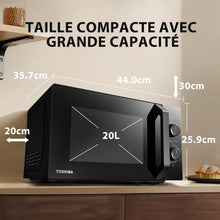 Load image into Gallery viewer, Toshiba Micro-ondes 20L MW2-MM20P(BK), Micro-ondes sur Pied, 800W, 5 Niveaux de Puissance, avec Décongélation Facile, éclairage LED à l'intérieur, Noir