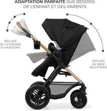 Load image into Gallery viewer, Kinderkraft MOOV2 Poussette 3 en 1, Système de voyage de la naissance à 27 kg, Siège auto Mink PRO I-Size inclus, Capote extensible avec filtre UPF50+, Accessoires pratiques, Gris