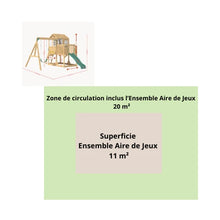 Load image into Gallery viewer, Aire de jeux enfant Montessori - 3 en 1 Balançoire, Toboggan, Cabane en bois modulable