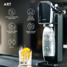 Load image into Gallery viewer, SodaStream ART Sparkling Water and Soda Machine | Pack of 1 Bottle 1 L + 1 Bottle 0.5 L Dishwasher Safe + 1 60L Gas Refill Clip On | Black [Amazon Exclusive]
