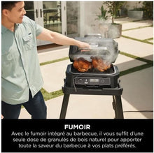 Load image into Gallery viewer, Ninja Woodfire Barbecue électrique et fumoir Pro XL avec thermomètre, barbecue et Air fryer d'extérieur 4-en-1 avec système Smart Cook et granulés Woodfire, portatif, gris/noir, OG850EU
