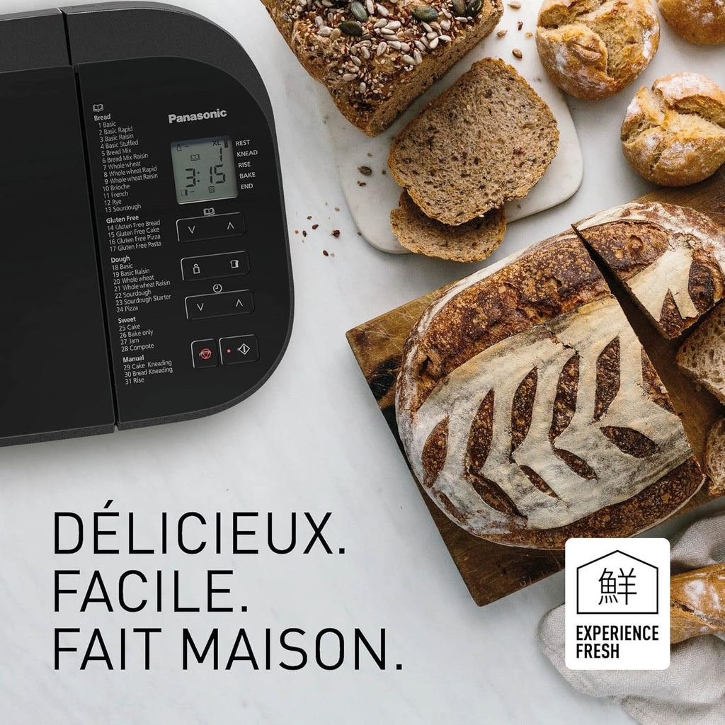 Panasonic SD-YR2550SXE Automatic Bread Maker, Raisin, Nut and Yeast Dispensers, 31 Auto Programs, Dual Temperature Sensor, 13 Hour Digital Timer, LCD Display, Silver