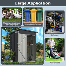 Load image into Gallery viewer, Abri de Rangement Toutes Saisons Abri à Outils Utilitaire avec Toit en Pente Porte Ouvrante Aérations Cadre en Métal Galvanisé Gris