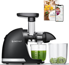 Load image into Gallery viewer, AMZCHEF Extracteur Jus - Extracteur de Jus de Fruits et Légumes - Presses-agrumes à Froid sans BPA avec 2 Tasses et Brosse - Fonction de Mastication Inversée pour Éviter les Blocages - Argent