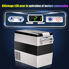 Load image into Gallery viewer, Réfrigérateur 52l de Voiture -20℃/+10℃ Mini Réfrigérateur Portable Ecran Lcd Adaptateur 69x34,5x52,5cm Noir+Gris