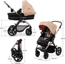 Load image into Gallery viewer, Kinderkraft MOOV2 Poussette 3 en 1, Système de voyage de la naissance à 27 kg, Siège auto Mink PRO I-Size inclus, Capote extensible avec filtre UPF50+, Accessoires pratiques, Gris