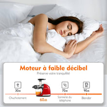 Load image into Gallery viewer, AMZCHEF Extracteur Jus - Extracteur de Jus de Fruits et Légumes - Presses-agrumes à Froid sans BPA avec 2 Tasses et Brosse - Fonction de Mastication Inversée pour Éviter les Blocages - Argent