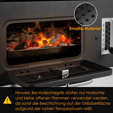 Load image into Gallery viewer, Barbecue Charbon de Bois XL, Chariot à Barbecue, Grill XL à Charbon avec Couvercle, Roues et Thermomètre, Réglable en Hauteur, Grand Barbecue au Charbon de Bois, pour Camping et Jardin, Noir