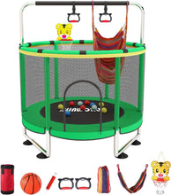 Load image into Gallery viewer, Trampoline pour Enfants, Trampoline réglable pour bébé avec Panier de Basket-Ball, Trampoline intérieur et extérieur de 200 kg avec enclos