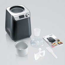 Load image into Gallery viewer, SEVERIN 2-in-1 Ice Cream Maker Compact 135 W, Electric Ice Cream Maker and Yogurt Maker with 1.2 L Capacity, Ice Maker with Recipe Book, Black, EZ 7407