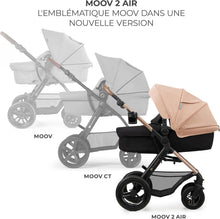 Load image into Gallery viewer, Kinderkraft MOOV2 Poussette 3 en 1, Système de voyage de la naissance à 27 kg, Siège auto Mink PRO I-Size inclus, Capote extensible avec filtre UPF50+, Accessoires pratiques, Gris