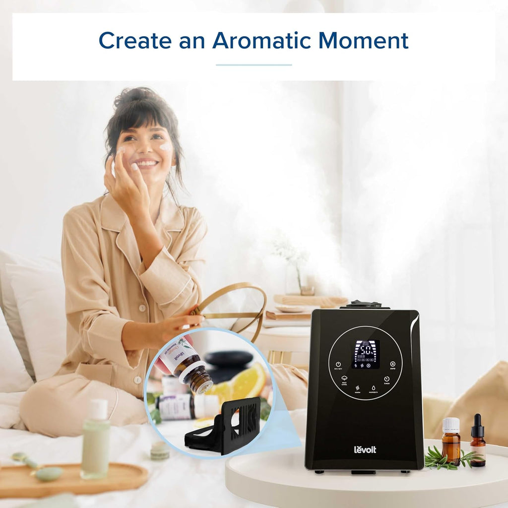 LEVOIT OasisMist 1000S (10L) Smart Humidifier for Home Large Room Bedroom, Last 100 Hours Suitable for Indoor Plant, Cover up to 600ft², Easy Top Fill, Remoter & Voice Control, Auto Mode, Quiet, White