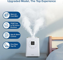 Load image into Gallery viewer, LEVOIT OasisMist 1000S (10L) Smart Humidifier for Home Large Room Bedroom, Last 100 Hours Suitable for Indoor Plant, Cover up to 600ft², Easy Top Fill, Remoter &amp; Voice Control, Auto Mode, Quiet, White
