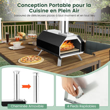 Load image into Gallery viewer, Four  Pizza Extrieur en Acier Inoxydable avec Pierre  Pizza de 30,5cm Four  Bois pour Pizza avec Pelle Pare-feu Pieds Pliables -