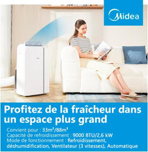 Load image into Gallery viewer, MIDEA Climatiseur PortaSplit Mobile Silencieux 4-in-1| 12000 BTU | Chauffage et Climatisation Portable Prêt à Poser 3,5kW- Clim Mobile avec rafraîchisseur, déshumidificateur, chauffage,ventilateur