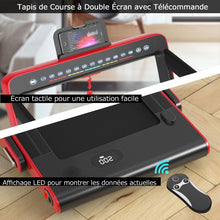Load image into Gallery viewer, Tapis de Course Pliable 0,75HP Double Affichage LED APP et Télécommande Vitesse Motorisé 12 km/h Surface 40x100cm Rouge