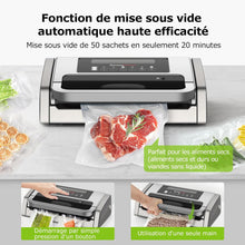 Load image into Gallery viewer, Bonsenkitchen Powerful and Quiet Food Vacuum Sealer with Globefish Technology for Continuous Work, Locked Handle Design, Integrated Cutter, 2 Rolls of Bags Included