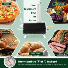 Load image into Gallery viewer, Four  Pizza Extrieur en Acier Inoxydable avec Pierre  Pizza de 30,5cm Four  Bois pour Pizza avec Pelle Pare-feu Pieds Pliables -