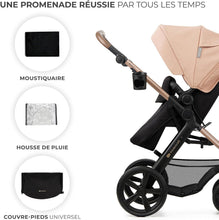 Load image into Gallery viewer, Kinderkraft MOOV2 Poussette 3 en 1, Système de voyage de la naissance à 27 kg, Siège auto Mink PRO I-Size inclus, Capote extensible avec filtre UPF50+, Accessoires pratiques, Gris