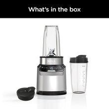 Load image into Gallery viewer, Ninja BN401 Nutri Pro Compact Personal Blender, Auto-iQ Technology, 1100-Peak-Watts, for Frozen Drinks, Smoothies, Sauces &amp; More, with (2) 24-oz. To-Go Cups &amp; Spout Lids, Cloud Silver