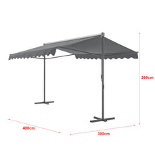 Load image into Gallery viewer, Store banne autoportant à double pente 400 x 300 x 260 cm gris foncé 03_0008294