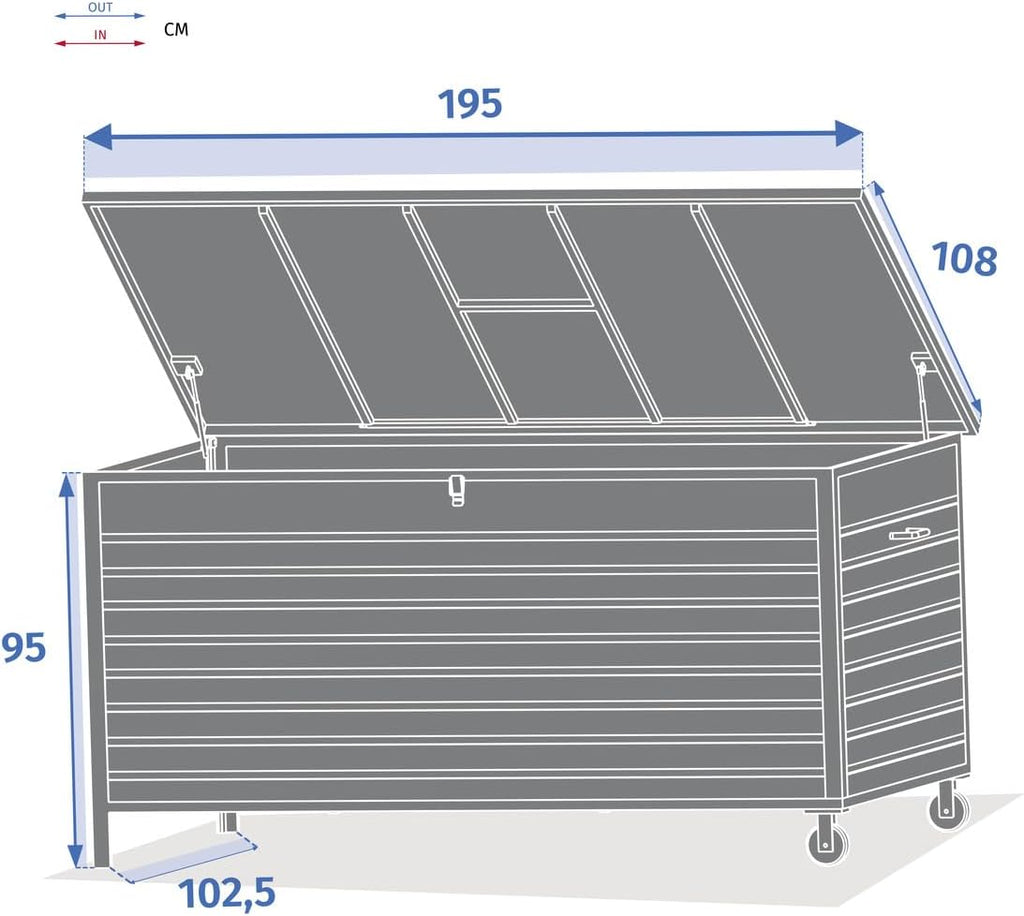 Hespéride - Coffre de rangement Menango graphite 195 x 96 x 108 cm en aluminum traité époxy