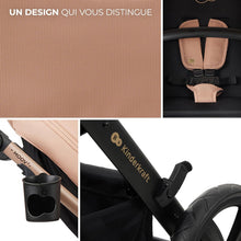 Load image into Gallery viewer, Kinderkraft MOOV2 Poussette 3 en 1, Système de voyage de la naissance à 27 kg, Siège auto Mink PRO I-Size inclus, Capote extensible avec filtre UPF50+, Accessoires pratiques, Gris