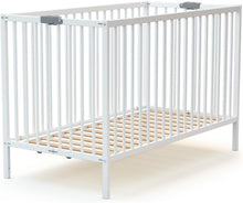 Load image into Gallery viewer, WEBABY - Lit bébé pliant 60x120cm Blanc | Bois massif | Dès la naissance |Confort de sommeil | Sommier à lattes | Compact | Transportable | Pliable |Gain de place | Lit de voyage