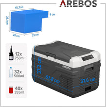 Load image into Gallery viewer, Arebos Glacière compresseur 26 l | Glacière électrique avec application et contrôle intelligent | Réfrigérateur mobile avec port USB | jusqu'à -20 °C | 12/24 V 230 V | Pour voiture, camion, camping,