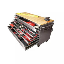 Load image into Gallery viewer, 72 po. 18-Tiroir 24 po. D Mobile Workbench avec acier inoxydable en bois massif