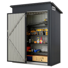 Load image into Gallery viewer, Abri de Rangement Toutes Saisons Abri à Outils Utilitaire avec Toit en Pente Porte Ouvrante Aérations Cadre en Métal Galvanisé Gris