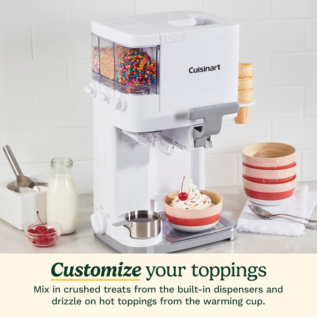 Cuisinart Sorbetière | machine à crème glacée, yaourt glacé, gelato, sorbet, sans produits laitiers | Distributeur de garniture | facile à utiliser | 1.42L fait 6 portions | Prêt en 20mins | ICE48U